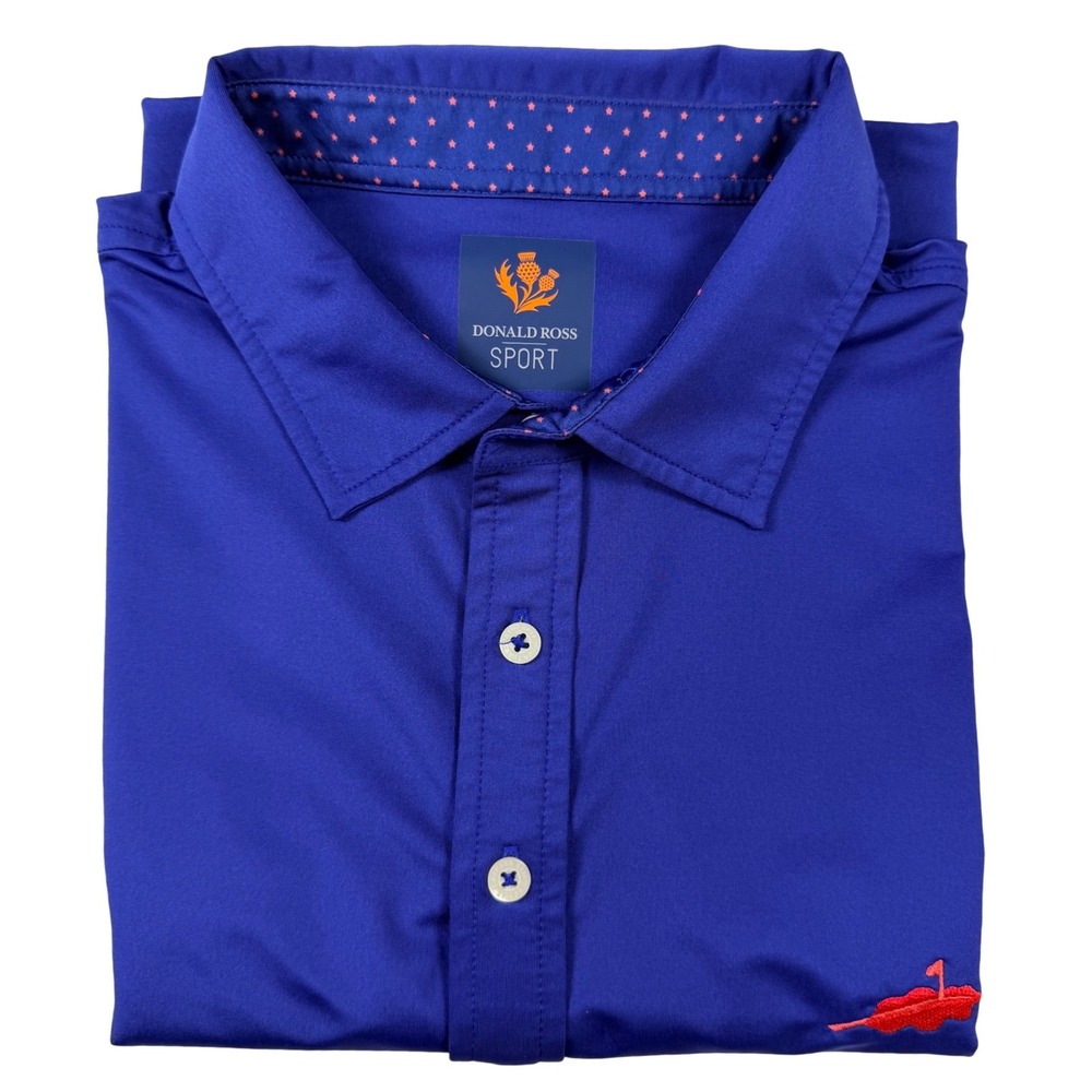 Donald Ross Sport Polo Shirt Mens‎ Medium Blue Short Sleeve Golf Logo Oak
